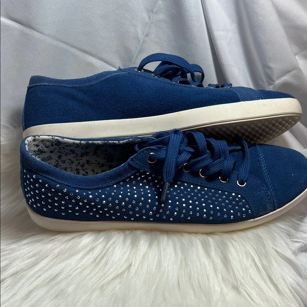 Blue Women's Sneakers with Rhinestone Detailing